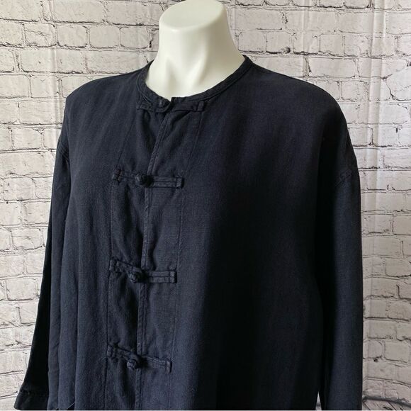 Dosa mandarin jacket kung fu tang suit black linen XL - Picture 5 of 10
